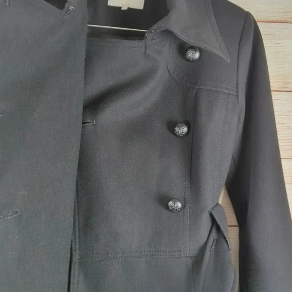Laundry By Sheli Segal Size 2 Woolen Blend Jacket Black Double Breasted Belted - Picture 4 of 14